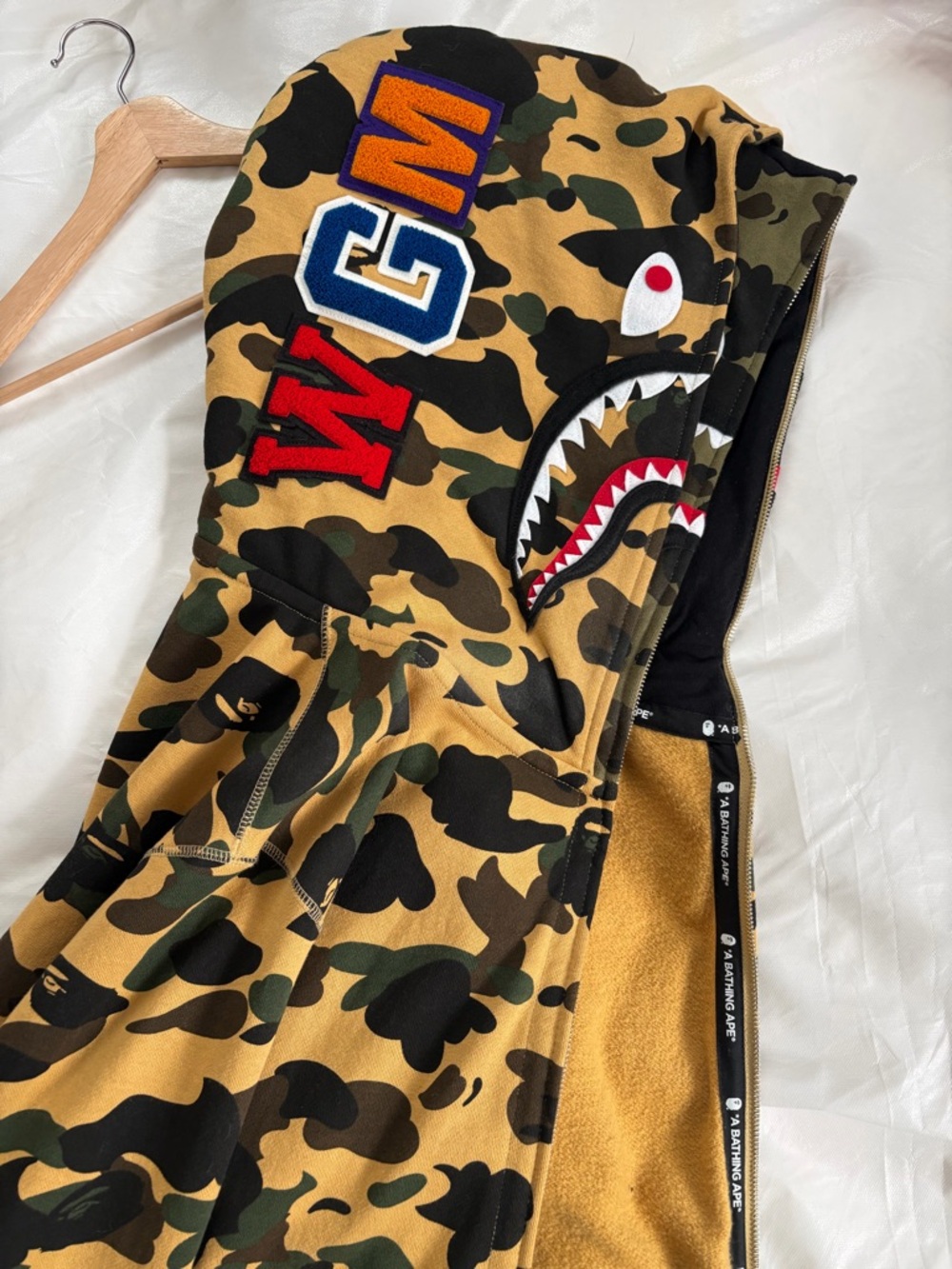 Bape camo double shark hoodie